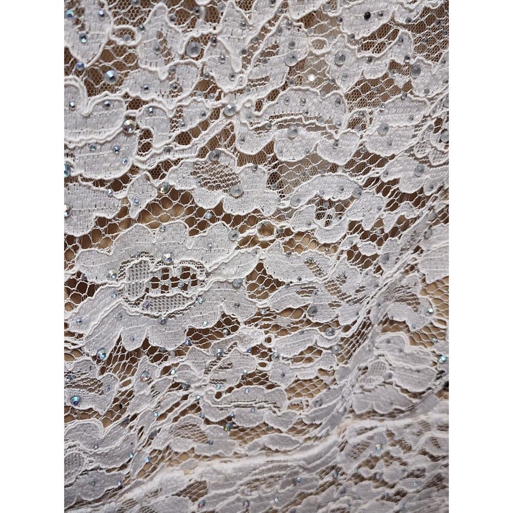 Crystal Doll Juniors 7 White Floral Lace Embellished Semi-Formal Cocktail Dress - Picture 4 of 9